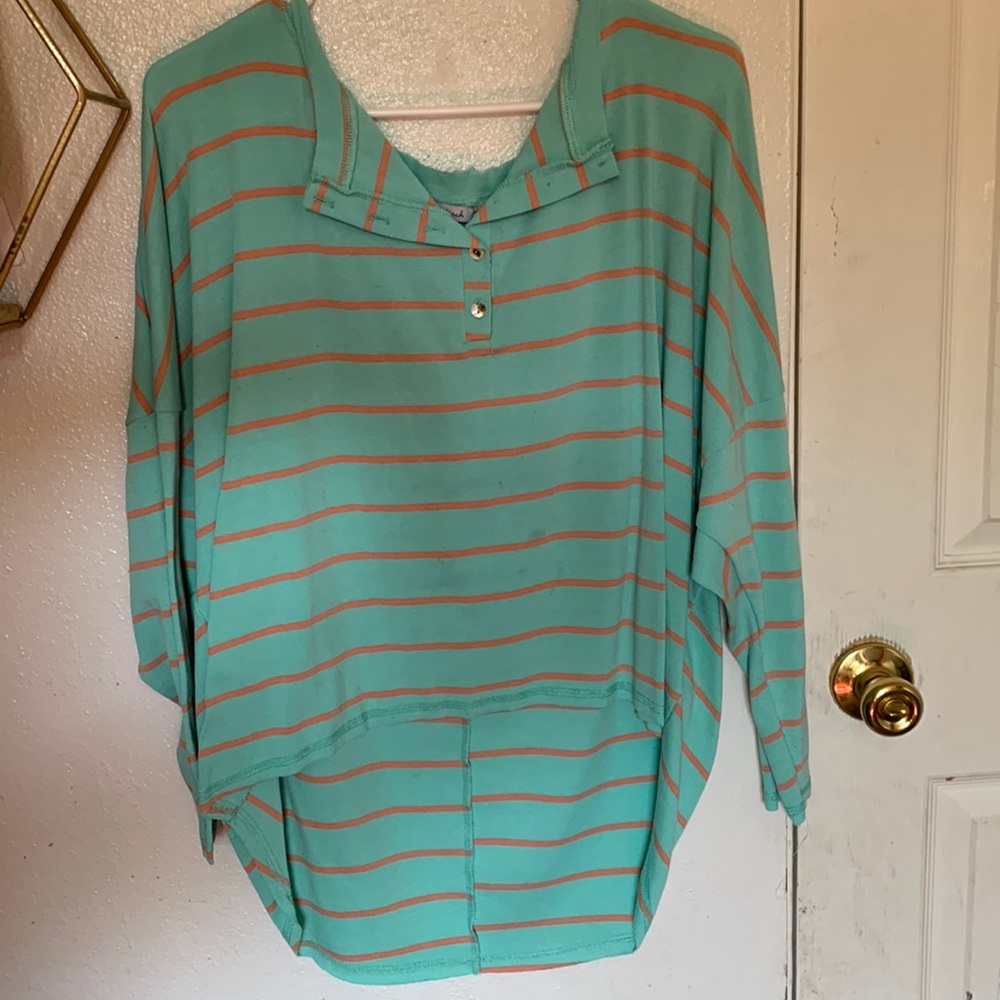 Teal & coral shirt